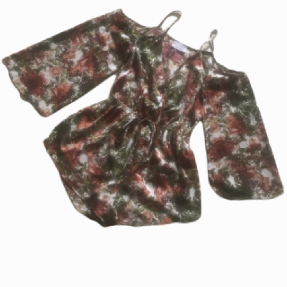 Audrey3+1 cute floral print cold shoulder romper